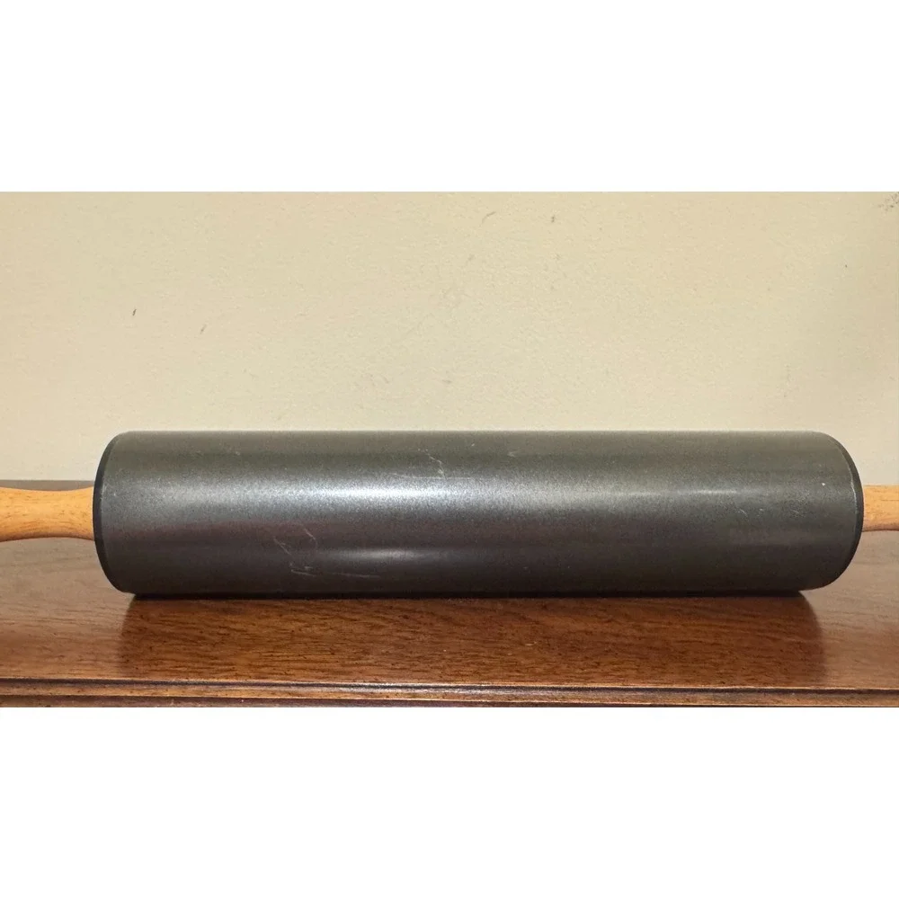 Vintage Black Non-Stick Rolling Pin Wood Handles 17.5